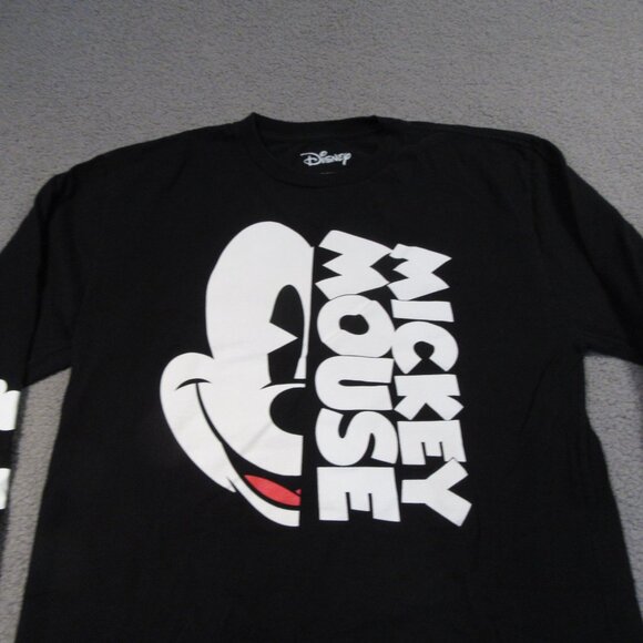 Disney Men's Long Sleeve T-Shirt Large Black Mickey Mouse Graphic Print Shirt - Picture 2 of 9
